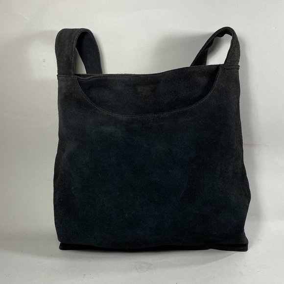 ST. JOHN’S BAY Vintage 80’s/90’s Black Suede Tote - Picture 1 of 10